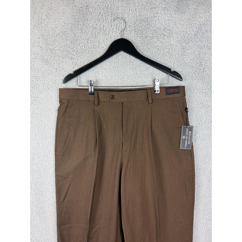Bocaccio Dress Pants Mens 36x30 Brown Performance Stretch Business Office New